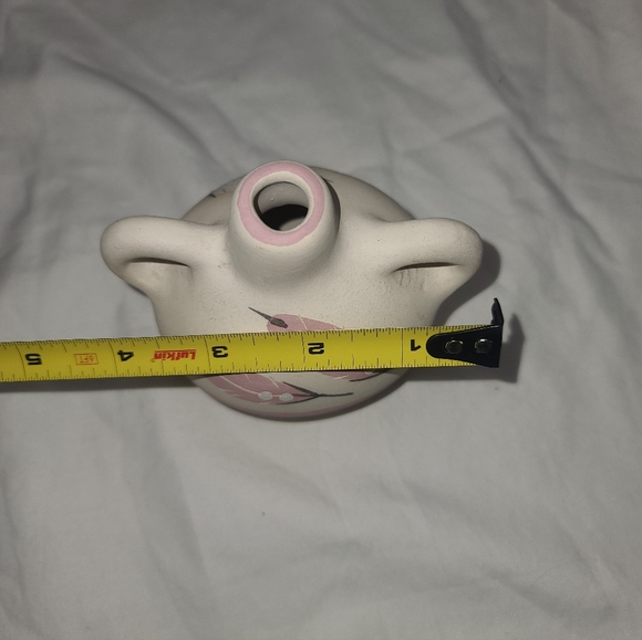 Handcrafted Ceramic Vase with Pink Feather Design, Southwestern - Picture 3 of 8